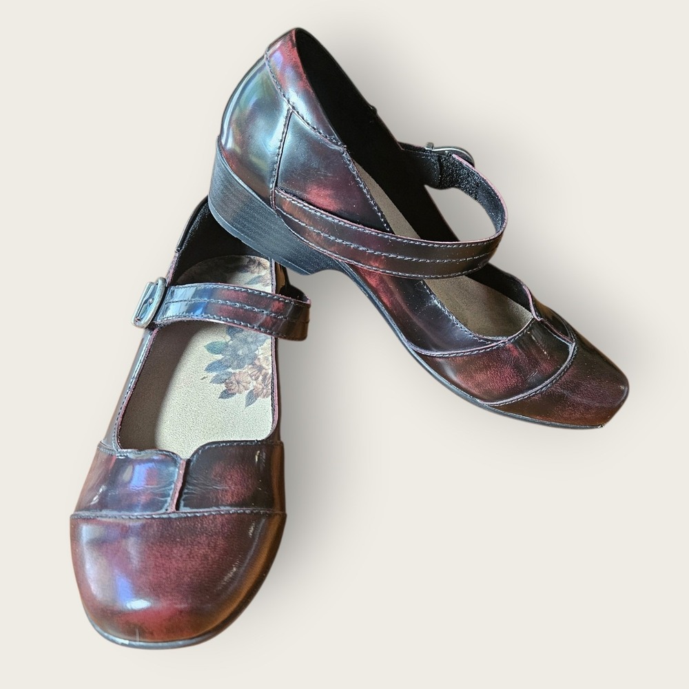 Taos Burgundy Leather Mary Jane Heels Shoes Womens 6.5 BAL-13870 Wine